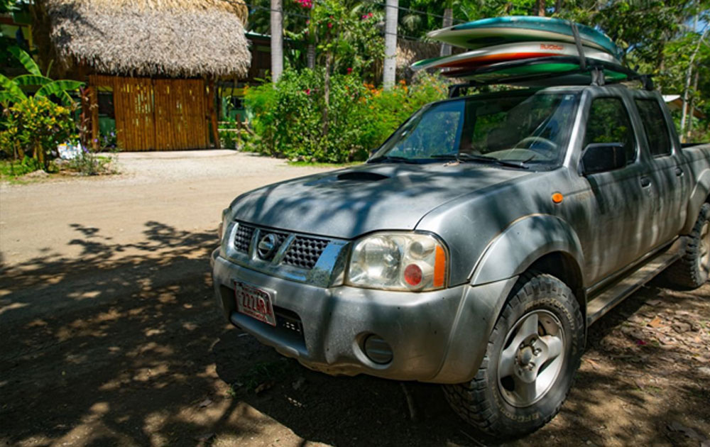 Surf van carrying surfboards